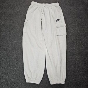 Nike Cargo Sweatpants Mens Medium  White Gray Joggers Sportswear Club Tapered
